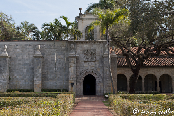 Beautiful entrance and archway at the Ancient Spanish Monastery in Miami, Florida