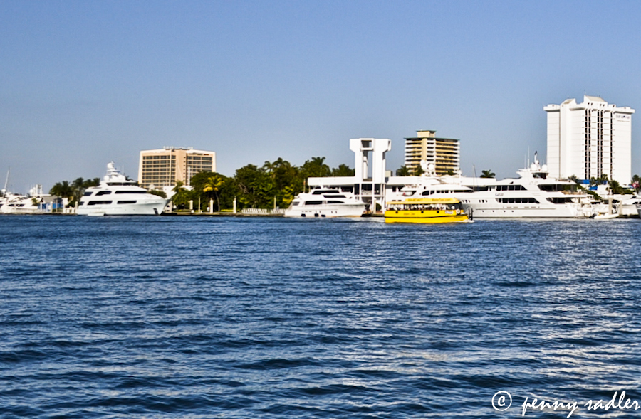 Ft Lauderdale intracoastal waterway and yellow water taxi