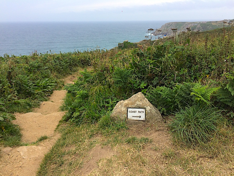 south west coastal path Pevounder Beach Cornwall