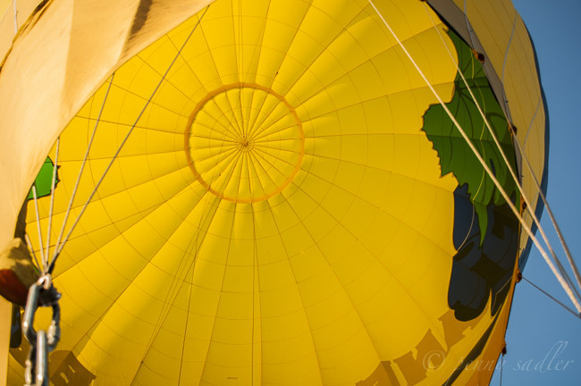inside of a big yellow balloon in Calistoga, California.
