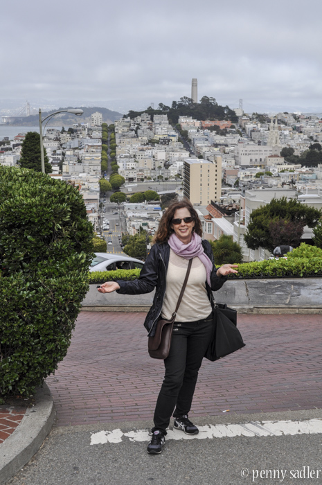 Lombard Street, the crookedest street in the world.
