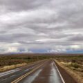 Tepees and highway through Arizona's Painted Desert