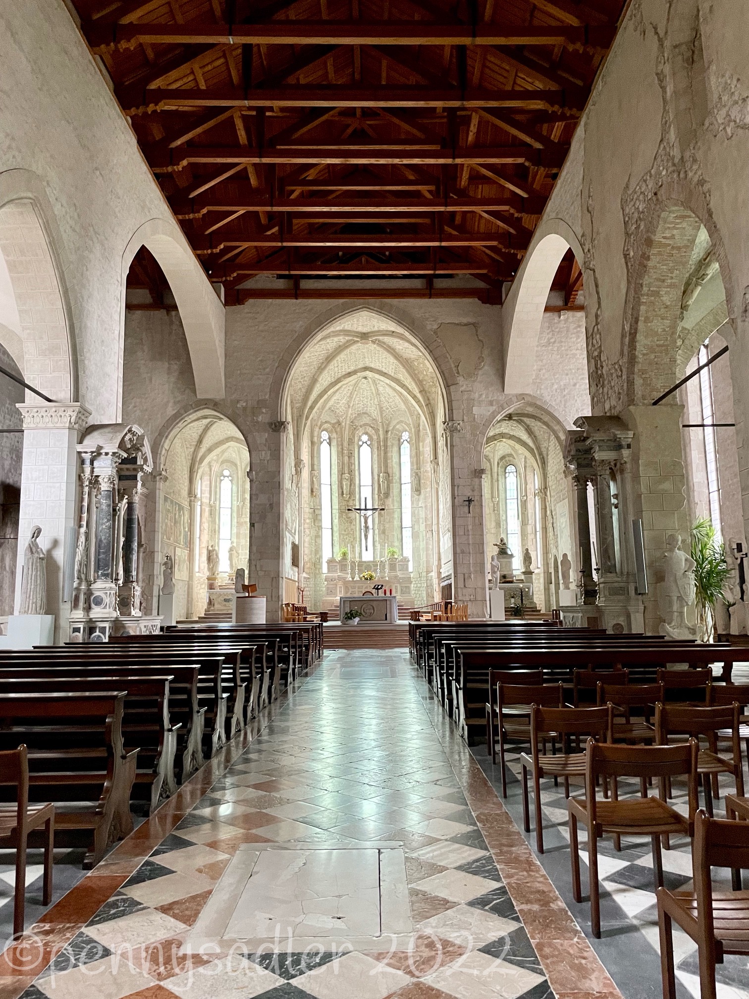 interior of the church in Venzone that was rebuilt. One of the 5 places to visit instead of Venice