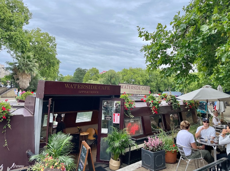 cafe on canal in London, Little Venice neighborhood London