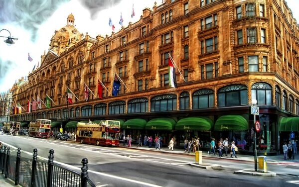 exterior view of Harrod's department store in  London