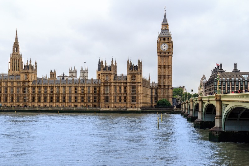 Houses of Parliament and Big Ben, Thames River, London Great Britain