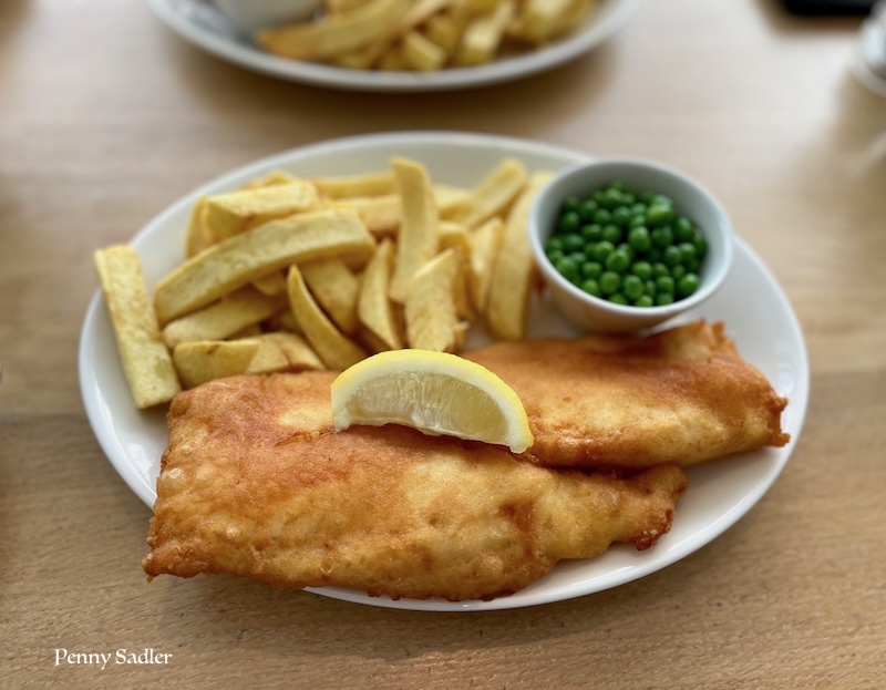 Fish and chips with peas Squires, Braunton