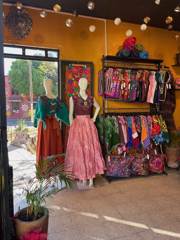 pretty traditional women's clothing in a boutique in the Jalatlaco neighborhood.