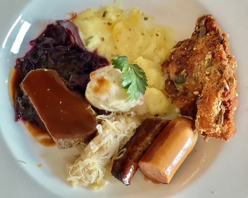 German sausage, beef, potatoes, beets and more.