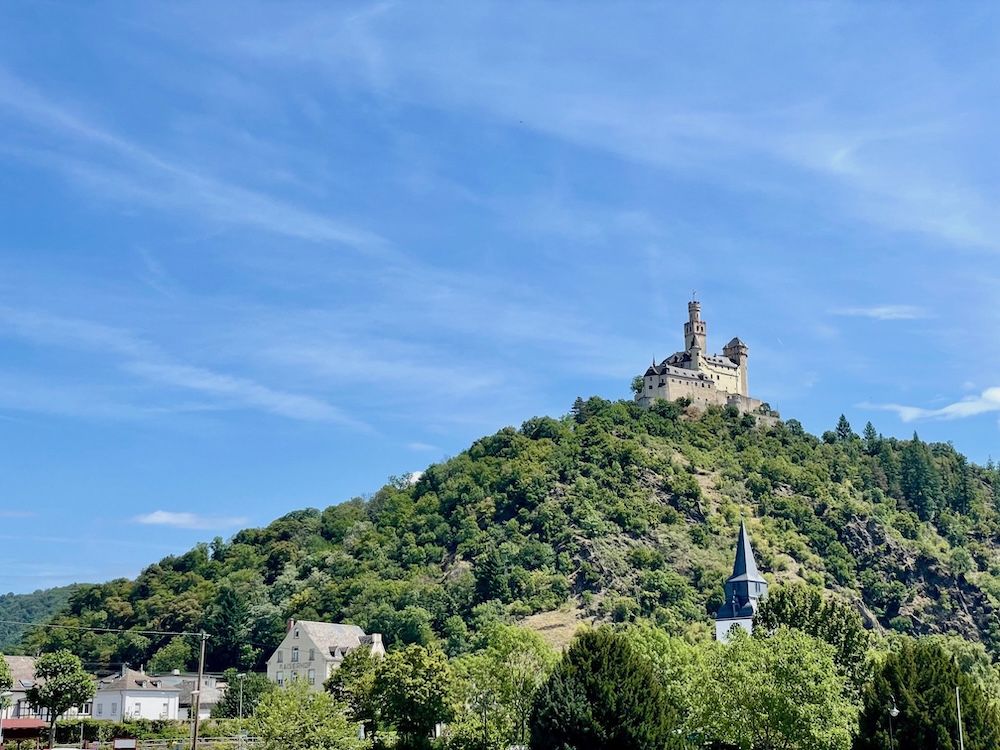 castle on a hillside upper middle Rhine Valley Germany